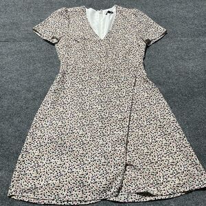 J.Crew Mercantile Dress Womens 6 Floral Fit & Flare Short Sleeve V Neck Lined